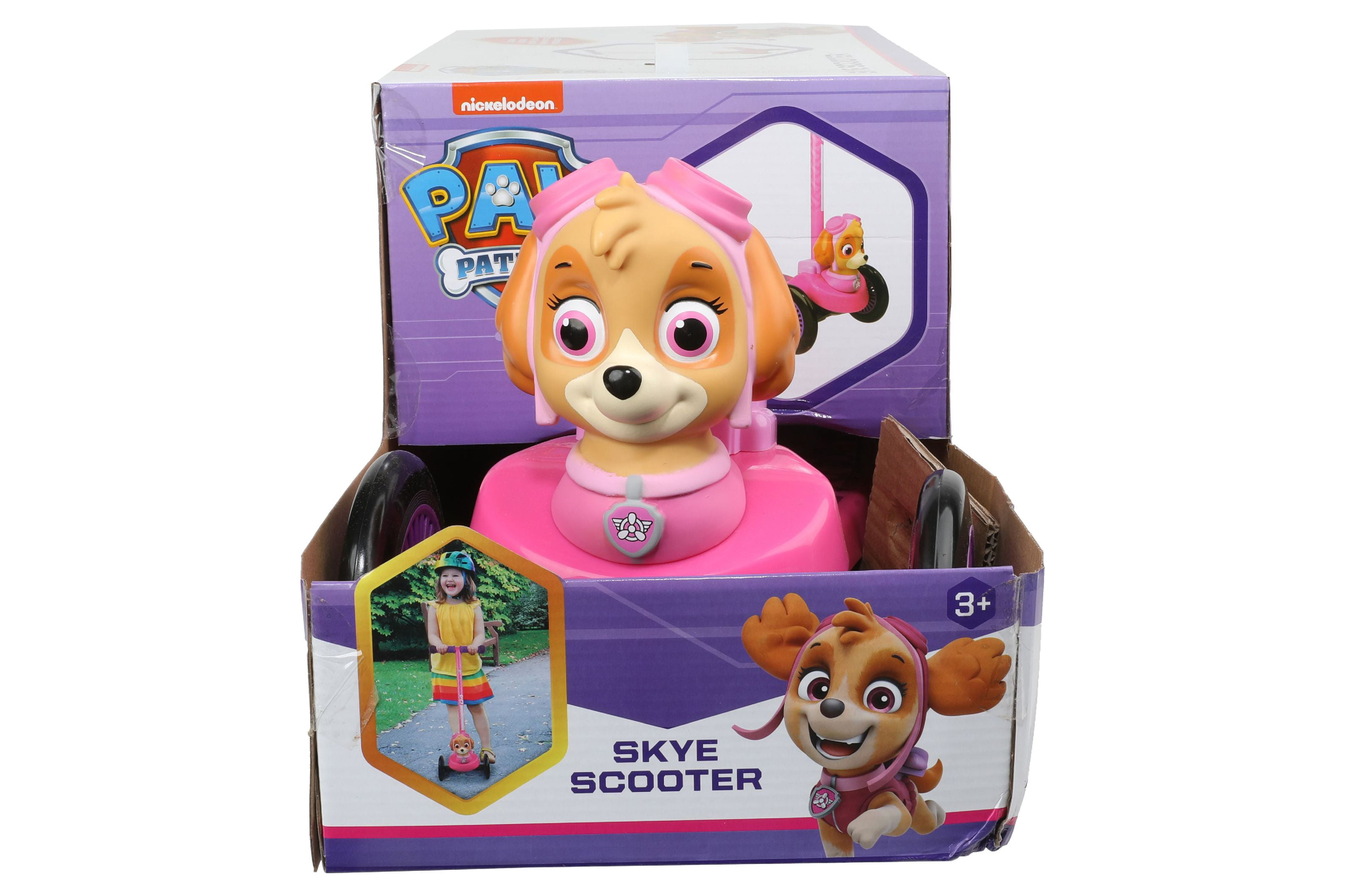 Paw Patrol Skye 3D Scooter with 3 Wheels Tilt and Turn- Pink, For Boys and Girls Ages 3+, Max Weight 75lbs, Foot-Activated Brakes