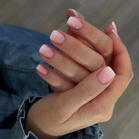 Uñas Postizas YUEJIMEIGUI 24 Piezas Degradado Francés Cuadrado