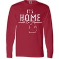 thumbnail image 3 of Inktastic It's Home- State  of Michigan Outline Distressed Text Long Sleeve T-Shirt, 3 of 5