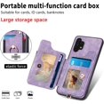 thumbnail image 4 of Phone Case for Samsung Galaxy A32 5G 2021 6.5 inch Wallet Cover with Tempered Glass Screen Protector Wrist Strap Lanyard RFID Card Holder Ring Stand M32 G5 A 32 32A S32 SM-A326U A326U Women Men Purple, 4 of 9