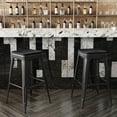 thumbnail image 3 of BizChair Set of 4 Commercial Grade 30" High Backless Black Metal Indoor Bar Height Stools with Black All-Weather Poly Resin Seats, 3 of 12