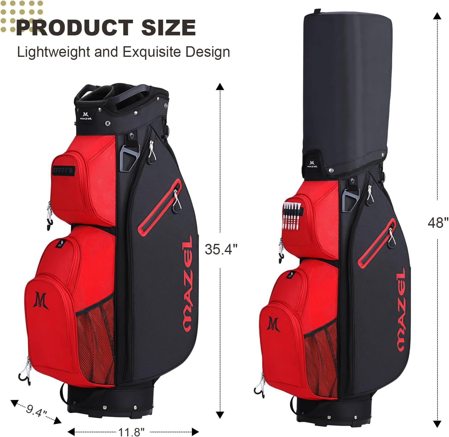 MAZEL Golf Cart Bag with 7-Way Full Length Dividers Top and 9 Pockets,Lightweight Golf Club Bag for Men & Women