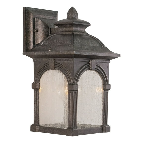 Vaxcel Essex Aluminum 1 Light Pewter Outdoor Wall Lantern Clear Glass