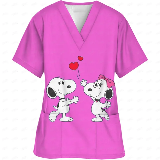 Uniformes quirúrgicos con estampado de cómics de dibujos animados americanos, uniforme de enfermería, tops médicos de enfermera, camisetas gráficas