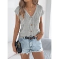 thumbnail image 3 of jinghuiyue Womens Button Down Sweater Vest Cap Short Sleeve Lightweight Cardigan Cable Knit Tops S, 3 of 7