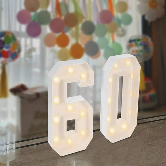 39.37in Height Decorative LED Light Up Numbers Light Up Number Sign for 60th