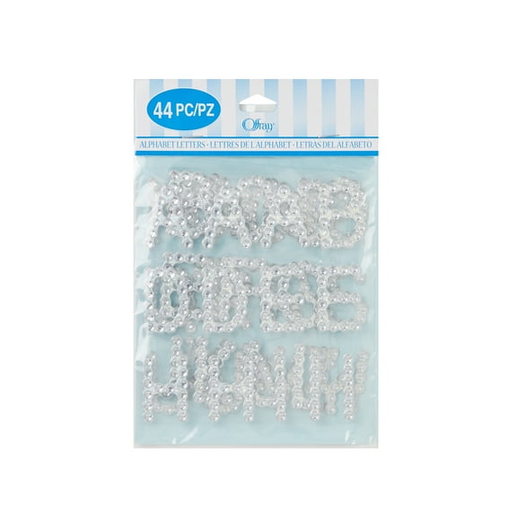 Offray Embellishments, Silver Adhesive Gem Letters, 44 Pieces, 1 Package