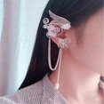 thumbnail image 5 of Pendientes de oreja de hada de elfo sin perforar hechos a mano, pendientes con clip con borlas y cadena de ala con cuentas de perlas de imitación de flores de elfo celta, 5 of 5