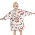 thumbnail image 3 of Pink and Blue Baseball Items Pattern Blanket Hoodies for Kids 6-13YR Oversize Wearable Blanket Hoodies for Boys Girls Teens, 3 of 7
