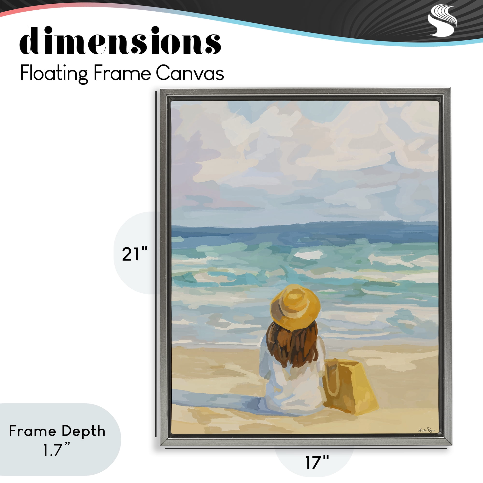 Stupell Industries Peaceful At The Beach Gray Framed Floater Canvas Wall Art, design by Amelia Noyes
