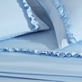 thumbnail image 3 of Swift Home Home Essential Luxurious Silky Ruffle Hem Microfiber Bedding Sheet Set Blue Bell Queen, 3 of 5