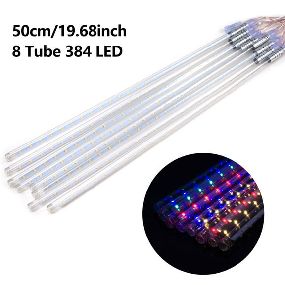 LUXMO Meteor Shower Rain 50cm 8 Tubes 348 LED Lights Christmas Snow Falling Icicle LED String Lights Cascading Lighting for Wedding Garden Trees Patio Decoration (Multi-colored)