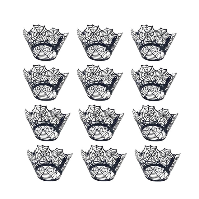 Halloween Spider Web Witch Horror Castle Pattern Hollow Paper Cup DIY Cake Decor