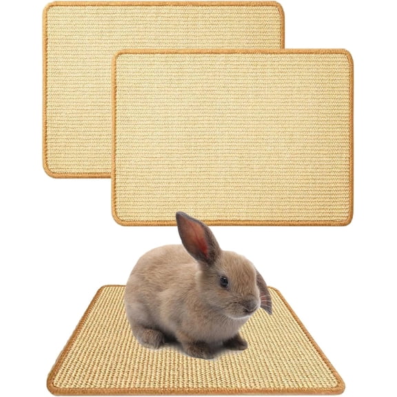 FIAQUA 2PCS Rabbit Scratch Mat, 16x12in Natural Bunny Scratching Pad, Claw & Teeth Care for Bunnies, Multi-Use Mat for Rabbit Cages - Chew Toy, Bedding, Sleeping & Nesting
