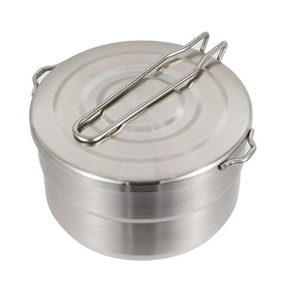Necvior Steel Lunch Pots With Folding Handle for Outdoor Picnics Cooking