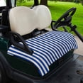 thumbnail image 2 of Golf Cart Seat Covers for 2 Seater,Dark Blue Striped Soft Microfiber Cart Seat Towel Blanket,Modern Beige Geometric Country Absorbent Breathable Non Slip Bench Seats Protector for Golf Course 51"x31", 2 of 9