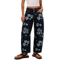 thumbnail image 2 of Axiiglly Jeans for Women Mid Rise Wide Leg Boho Barrel Jeans with Pockets Trendy Denim Pants, S-2XL, 2 of 7