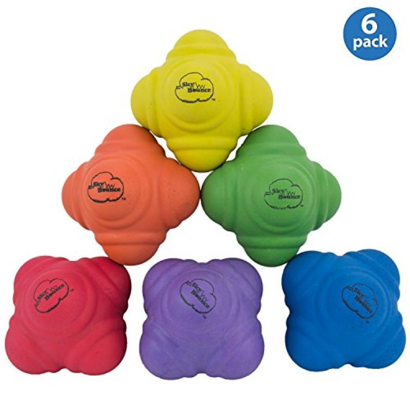 Sky Bounce Reaction Balls for Agility and Coordination Training 72mm Size (Pack of 6 Assorted