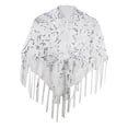 thumbnail image 3 of Women Shawl Wrap Fashion Sequin Shawl Cape for Formal Occasion Dance Wedding White Silver, 3 of 7