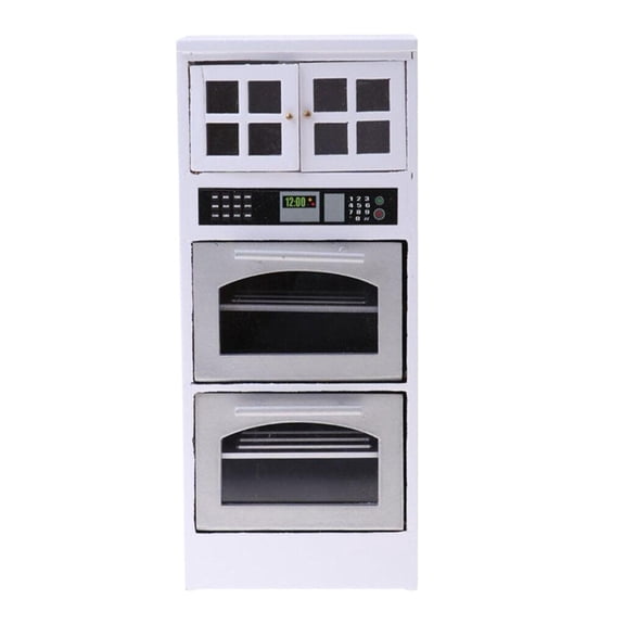 LeeQinersw 1 12 Scale Dollhouse Microwave Oven Cabinet Wooden Miniature Kitchen Accessories