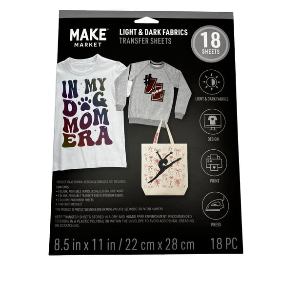 Make Market Iron-On Transfer Paper - Printable Sheets for Light Fabrics ...
