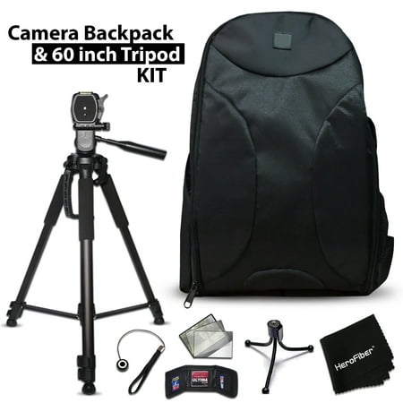 Well Padded Camera Backpack + 60 inch Tripod Kit for Canon Rebel T6, T6i,