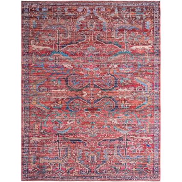 Rugs.com Maahru Collection Washable Rug – 9' x 12' Rust Red Low-Pile Rug Perfect For Living Rooms, Large Dining Rooms, Open Floorplans