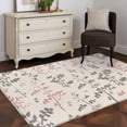 thumbnail image 3 of Pink Grey Botanical Area Rugs 3'x5', Small Throw Rugs for Living Room Bedroom, Rustic Country Spring Floral Summer Leaf Indoor Outdoor Rug Non-Slip Low Pile Carpet Runner Reversible Floor Mats, 3 of 8