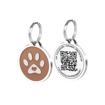 Pet Dwelling 2D QR Code Pet ID Tag - Dog Tags - Cat Tags - Online Pet Profile - Instant Email Alert - Scan Tag GPS Location(Brown Paw)