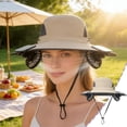 thumbnail image 2 of 3 Speed Solar Powered Fan Hat with 2 Fans, Wide Brim Sun Hat for Outdoor Fishing, Hiking Gardening, USB Solar Charging, Mother's Day Gift for Women Mom, Birthday Gift for Girlfriend, Khaki, 2 of 7