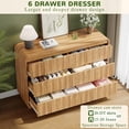 thumbnail image 5 of Pipleo 48" Fluted 6-Drawer Dresser, Handleless Wooden Chest with Curved Design for Bedroom & Living Room, Natural Oak, 5 of 6