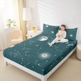 thumbnail image 4 of jejeloiu Galaxy Starry Sky Twin Sheet Sets,Constellation Pattern Twin Fitted Sheet,Green White Flat Sheet For Girls Kids,Microfiber Bedroom Decor,3-Piece, 4 of 7