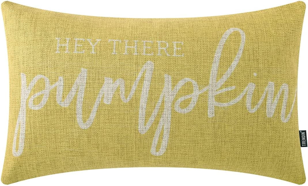 TRENDIN Pumpkin Pillow Cover 12x20 inches Hey There Pumpkin Linen