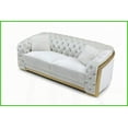 thumbnail image 3 of Lexi Luxury Ivory Velvet 3-Seat Living Room Sofa with Diamond Quilted Tufted Design, 3 of 10
