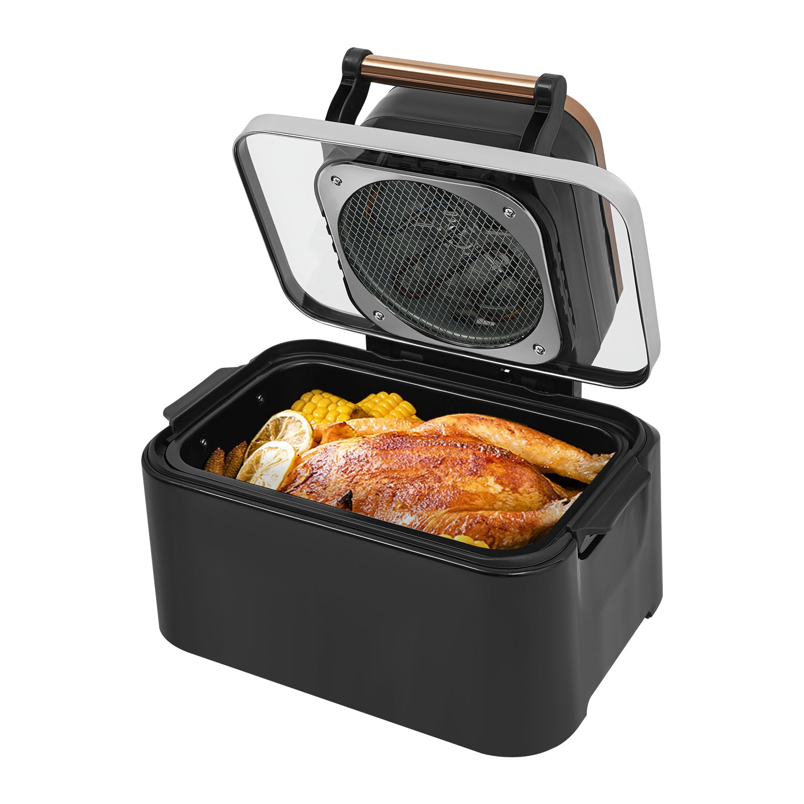 12L Multifunctional Air Fryer, 1700w Electric Air Fryer, Household Viewable Glass Air Fryer with 360° Hot Air Circulation, 176-410℉(Black)