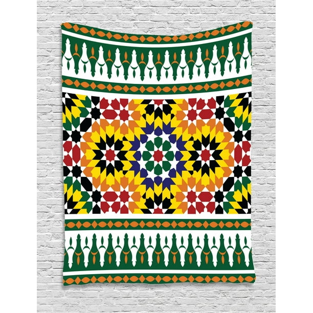 Moroccan Tapestry, Vibrant Old Fashion Indie African Tribal Pattern