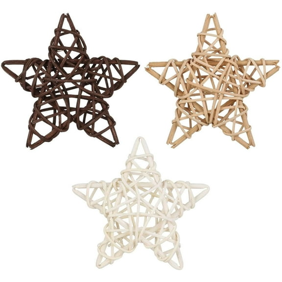 GAXIRE Christmas Ornament Set 3Pcs 12x12cm Rattan Hanging for Holiday Table Decor and Home Accessories