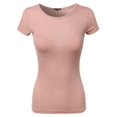 thumbnail image 1 of FashionOutfit Women's Short Sleeve Round Neck Rib Top, 1 of 3