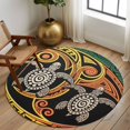 thumbnail image 2 of Round Rug 6Ft Washable Non-Slip, Polynesia Texture Circle Area Rugs for Living Room Bedroom, Abstract Traditional Tribe Sea Turtle Indoor Floor Mats Carpet Runner for Home Decor Aesthetic, 2 of 8