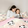thumbnail image 4 of jejeloiu Cute Animal 7pcs Bedding Comforter Set,Kawaii Zoo Panda Queen Bedding Sets,Orange Pink Ombre Queen Sheet Sets For Kids,Microfiber Bedroom Decor Reversible, 4 of 8