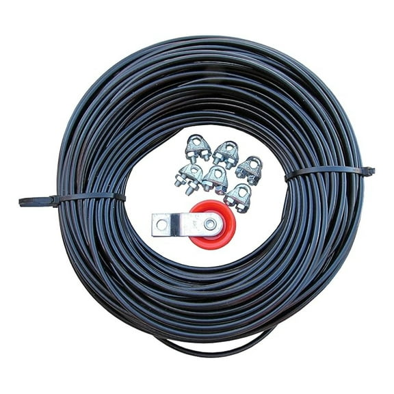 Dog Run Aerial Overhead Trolley - Heavy Cable for Small to X-Large Dogs Tie Out Runner (150 ft)