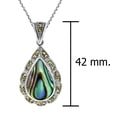 thumbnail image 6 of AeraVida Ocean Colors Timeless Teardrop-Shaped Beach Wear Abalone Seashell and Marcasite Sterling Silver Pendant Chain Necklace Vintage Jewelry Gifts for Women, 6 of 6