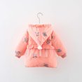 thumbnail image 4 of GigrtiJin Infant Baby Girls Cotton-Padded Jacket Long Sleeve Hooded Button Winter Coat Casual Warm Ruffle Trim Jacket, 4 of 4