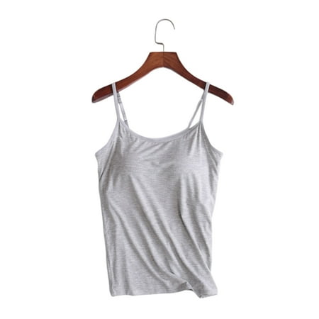 

Women Tops with Built in Bra Built in Bra Neck Vest Padded Fit To Wear Over Your Favorite Leggings 3XL Gray