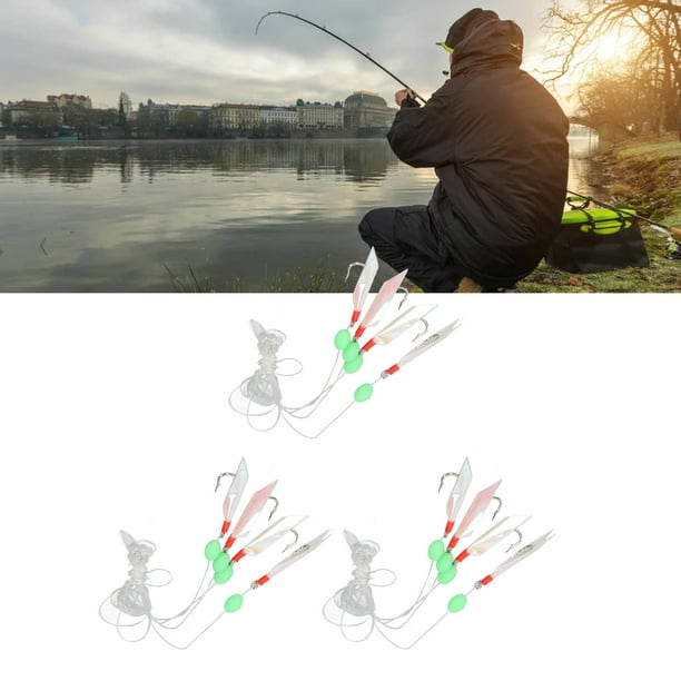 Fishing Hook Set, Luminous Ball Sturdy Exquisite Workmanship Reflective  Plastic Paper Fishing Line and Hook Set Durable for Mandarin Fish for