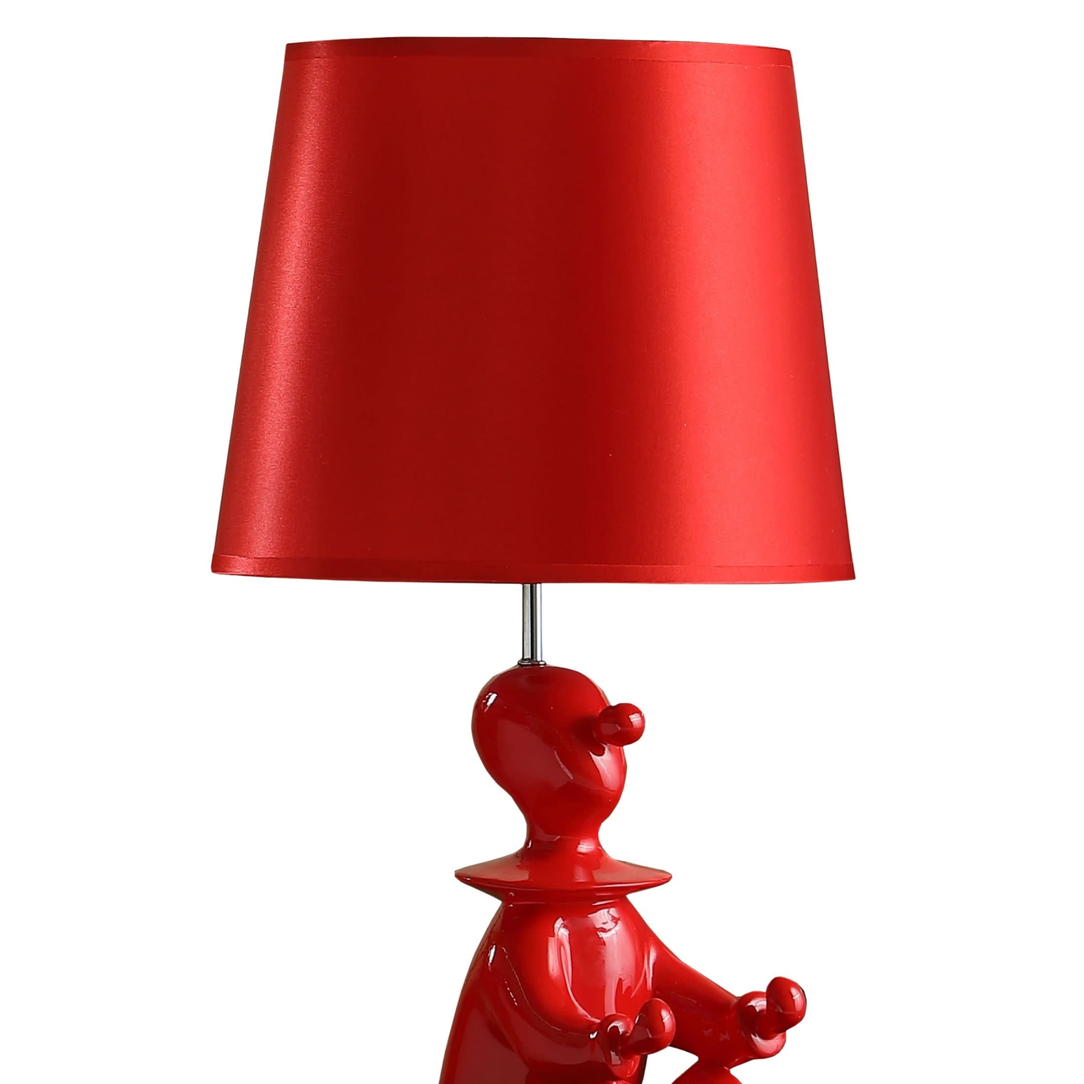 Noble House 21.25" Clown Figurine Table Lamp, Convenient Phone Holder, Semi-Drum Shade, E26 Light Bulb, Red