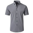 thumbnail image 2 of BXINGOHAI Mens Short Sleeve Dress Shirts Solid Casual Button Down Shirts with Pocket Clearance Sale Gray,S, 2 of 3