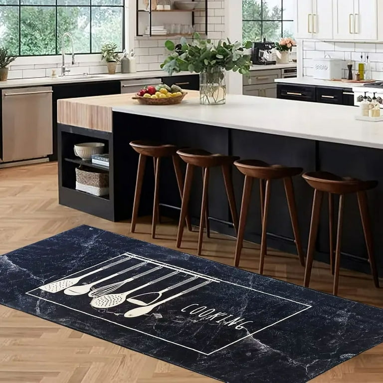 1pc Imitation Cashmere Kitchen Floor Mat Washable Kitchen Rug Non