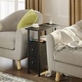 thumbnail image 2 of End Table Set 2 with Charging Station, Narrow Side Table with 2 Fabric Drawers, Skinny Nightstand with LED Light, Slim Bedside Table for Bedroom, Living Room, Small Spaces, Black, 2 of 16