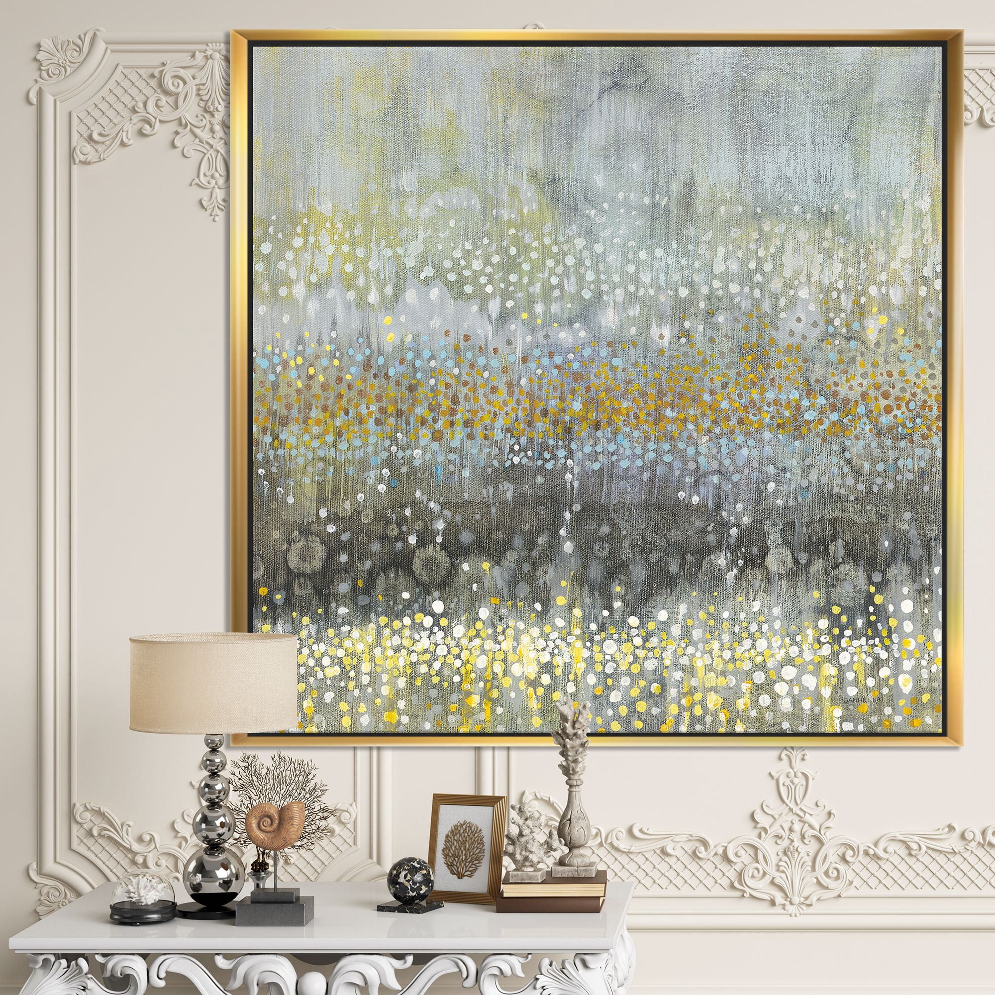 Designart ' Glam Rain Abstract III ' Modern & Contemporary Framed Canvas